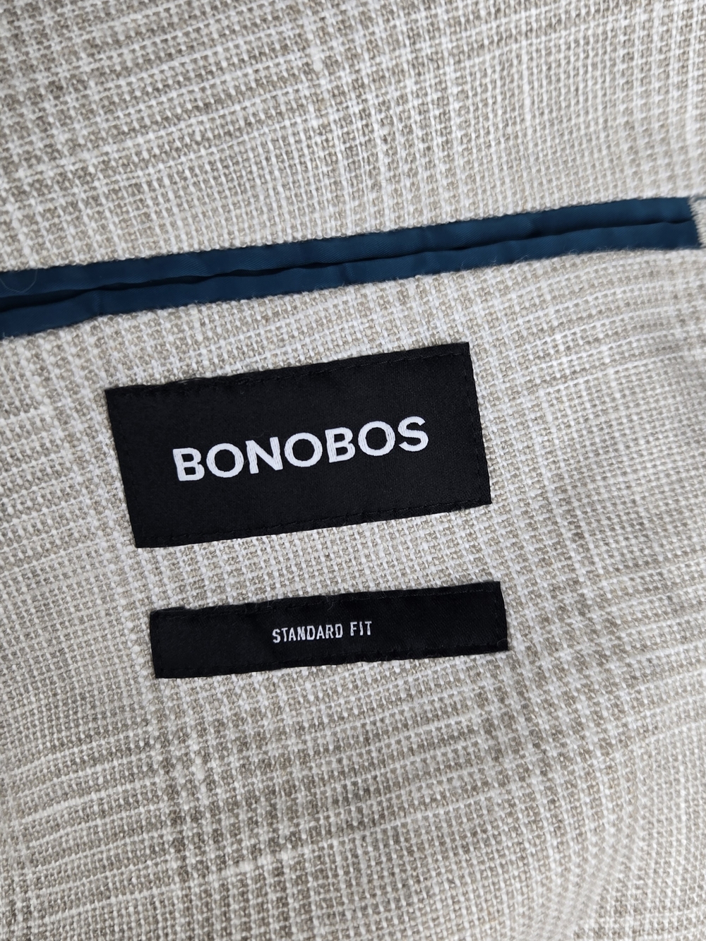 Bonobos Beige Check Two-Button Blazer Italian Linen Size 42R - Picture 2 of 13